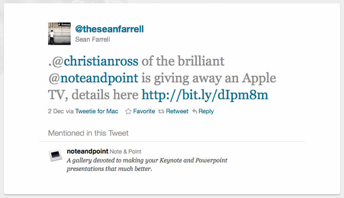 Sean Farrell - Winning Tweet